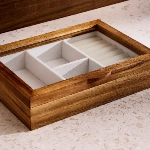 Wooden rectangular jewellery box
