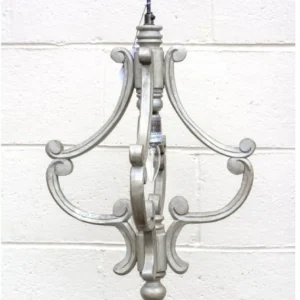 Carved Scroll Pendant Light - Grey
