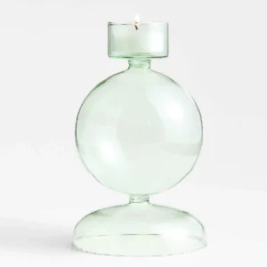 Smoke Green Glass Tealight Candle Holder