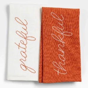 Embroidered Organic Cotton Kitchen Towels - Set of 2